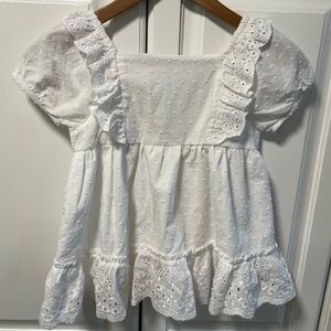 Shabby Chic BOHO Swiss Dot Ruffle Eyelet Girl's Top Blouse size M (7/8) EUC
